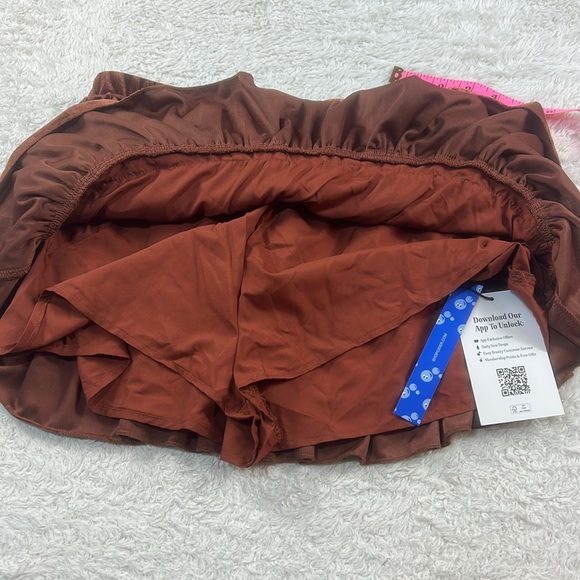 Cider chocolate brown velvet and lace tiered ruffle mini skirt skort, med NWT - Picture 5 of 8